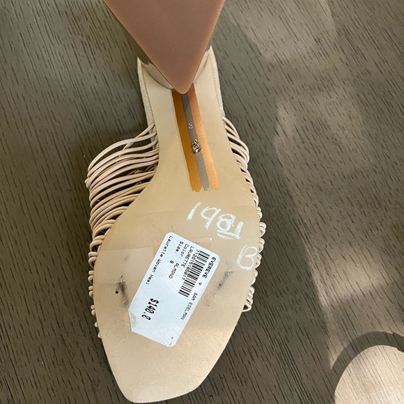 NWT SAM EDELMAN | CREAM LAURETTE WOVEN FAUX LEATHER SUMMER MULE HEELS | SIZE 8 - Picture 9 of 15